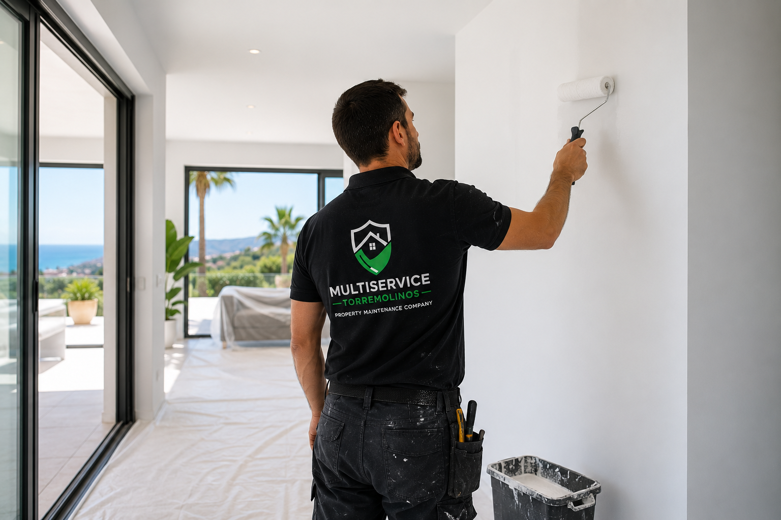 Interior painting service in a bright villa